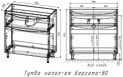 Style Line Тумба с раковиной Бергамо Мини 80 черная Люкс антискрейтч Plus – фотография-15